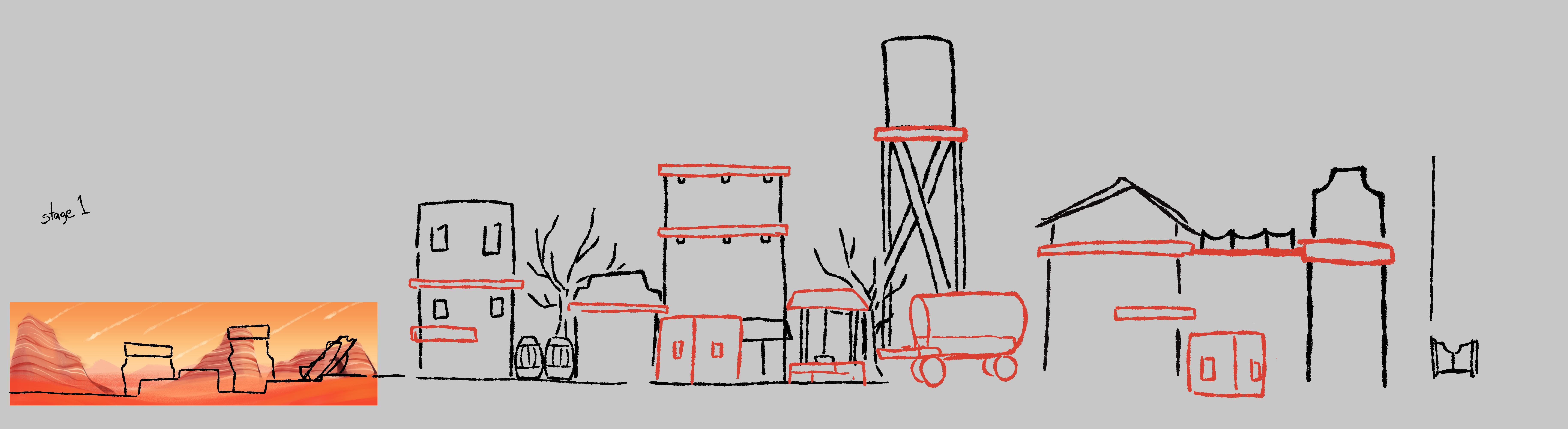 A sketch mockup of The POW-er's first stage